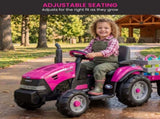 Peg Perego Pink Case IH 12V Kids Ride On Tractor with Trailer 2 Speed Toy 44065