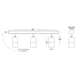 Tivah 3 x 5W 240V GU10 LED Tri-Colour 3 Light Bar Adjustable Spotlight, Black V1202-V1-HVLHV4001T-3-BLK