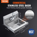 VEVOR 17"x12.8" Commercial Hand Wash Sink Wall Mount Basin Stainless Steel NSF V952-SYXSPWDSB1410KV62V0