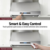 Devanti 900mm Range Hood 3-Speed Fan LED Display Remote Control RH-RC-90-SS