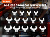 Crowfoot Wrench Set, 1/2" Drive 14-Piece SAE Crows Foot Wrench Set with Storage Tray, V952-NJBSTZJT1214TFIT9V0