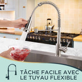 Kitchen Faucet, Kitchen Mixer Tap with 360 Degree Swivel High Arc Sink Sprayer Pull Down Sprayer 2 V1237-ZY-715-175