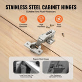 Cabinet Hinges, 60 Packs Full Overlay Kitchen Cabinet Door Hinges, 100 Degree Opening Angel Soft V952-OSCJJL60JWKST501YV0