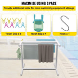 Pool Towel Rack, 5 Bar, White, Freestanding Outdoor PVC T-Shape Poolside Storage Organizer, Include V952-MJJBSGZXGBDD5JAP7V0