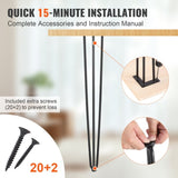 Hairpin Table Legs 0.7M, Set of 4 Desk Legs 408.2KG Load Capacity, Hairpin Desk Legs 3 Rods for Desk V952-TZ3YGZTHSTGS942SZV0
