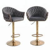 SERENIT GP1863 Modern Velvet Breakfast Bar Stools Swivel Barstools Adjustable Counter Stools with V255-SE-GP1863R-GREY