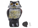 Horned Owl Decoy and 360&deg Rotating Head Owl Statue to Scare Birds Away for Patio Yard Garden V1294-YM0717-10182594