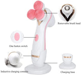 Pink 3-Head Electric Facial Cleansing Brush - Rechargeable Spin Scrubber Kit V888-ELOSUNG26215