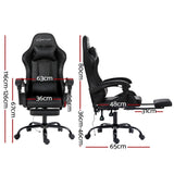 Artiss 2 Point Massage Gaming Office Chair Footrest Black MOC-GC-2P-BK