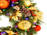 Christabelle 61cm Timeless Elegance Christmas Wreath Pre Lit Multi Function LED Gold Red Bauble 112_SENTE61