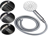 Chrome 2in1 Round Shower Head Set 12" Rainfall & 3 Mode Handheld Gooseneck Arm V1233-A703ROHR002M4CKSR112