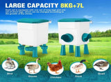 CARLA HOME Automatic Chicken Feeder Waterer Set with 8KG Food 7L Water Capacity for Coop, Chickens, V178-36358