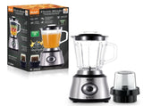 2-in-1 Electric Blender and Grinder with 1.5L Glass Jar and Compact Mill Cup for Smoothies, Juices, V1341-ZY-2TR7J9LW-SILVER