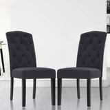 Artiss Dining Chairs Set of 2 Linen Parsons Chair Dark Grey UPHO-C-DIN-1026-GYX2