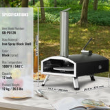 Outdoor Pizza Oven, 12" Wood Fired Pizza Ovens, Pellet Pizza Stove with Built-in Thermometer, with V952-BXPSL12YCKLPK77LXV0