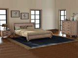 4 Pieces Bedroom Suite Queen Size Silver Brush in Acacia Wood Construction Bed, Bedside Table & V43-BDS-SSH-4PC-TBY-Q
