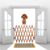 Pet Gate Retractable Adjustable Dog Sliding Door Wood Indoor Dog Gate Doorway Stairs Pet Puppy V1294-YM0717-10034502