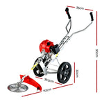 Giantz 62cc Petrol Brush Cutter Whipper Saw Trimmer 2 Stroke 3-in-1 Wheel CSAW-WHEEL-SXTO-N-OV-RD