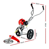 Giantz 62cc Petrol Brush Cutter Whipper Saw Trimmer 2 Stroke 3-in-1 Wheel CSAW-WHEEL-SXTO-N-OV-RD