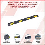 180cm Heavy Duty Rubber Curb Parking Guide Wheel Driveway Stopper Reflective Yellow V63-826011