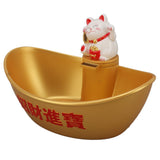 Gold Ingot Solar Energyy Cat Ornament Solar Wealth Welcome Waving Hand Fortune Cat Statue Good V1294-YM0901-3115230106311