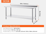 24 x 60 x 36 Inch Stainless Steel Work Table, Commercial Food Prep Worktable Heavy Duty Prep V952-CFBXGGZTLCWJ81648V0
