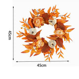 Christmas Artificial Front Door Wreath with LED Lights, Pumpkins and Maple Leaves, Reusable Hanging V1366-AZ2-W-16025