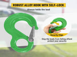 2SET 3.15T Sling Hook Heavy Duty Hammerlock/Slip Hook Kit With Swivel Winch & Safety Latch-Green V1181-SH-315T-GE