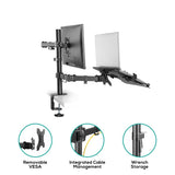 activiva Dual-Screen Articulating Monitor Arm with Interchangeable Laptop Holder V186-ACA-BMA-DLH01K