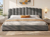 Artiss Bed Frame King Size Velvet Grey FION BFRAME-H-FION-K-GY-ABC