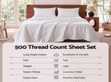 Giselle King 500TC Cotton 4Pcs Sheet Set with 40cm Extra Deep Pocket for Thick Mattresses Sateen SHEETSETS-TC5-W-K