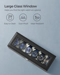 SONGMICS Watch Box for 6 Watches with Glass Lid and Removable Watch Pillows Black Synthetic Leather V227-8498101000085