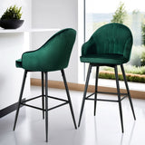 Artiss 4x Bar Stools Velvet Swivel Metal Legs Green BA-K-9969-GNX4