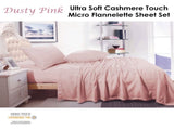 Shangri La Cashmere Touch Micro Flannelette Sheet Set Dusty Pink Single V442-KIT-SHEETS-CASHMEREFLANNEL-DUSTYPINK-SB