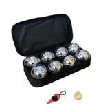 Silver Bocce Ptanque Set with 8 Metal Balls, White Wooden Jack, and Carry Case V178-69027