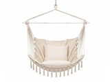 Gardeon Hammock Chair Camping Macrame Hanging Swing Cushions Metal Bar Cream HM-CHAIR-PLOW-MEL-CR