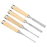 4pcs/set Wood Carving Chisel Flat Blade DIY Woodworking Hand Tool Chrome Vanadium Steel V1294-YM0901-3114200099211