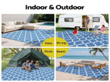 Gardeon Outdoor Rugs 274x366cm Large Carpet Reversible Area Mat PP Dual-Sided Patio Rug Blue OR-9X12FT-WAVE-BU