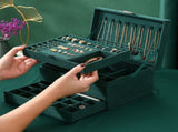 Velvet Jewelry Box with Lock - 3 Layers - Large Jewelry Organizer for Women - With Drawers & V1189-HB003WSRH00035