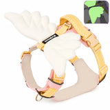 Adorable Angel Wings Dog Harness with Glowing 3D Luminous Design, Breathable No-Pull Walking Vest V1341-ZY-JYUCYZRL-YELLOWHARNESSLEASHSET-L