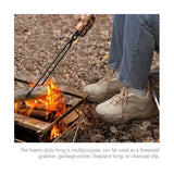 Long Iron Grill Tongs Heavy Duty Fireplace Wood and Charcoal Tongs for BBQ Camping Picnic 47 x 10 cm V1189-LC-HW-00387