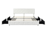 Levede Queen Bed Frame Tufted 4 Drawer BF1052-Q-CR