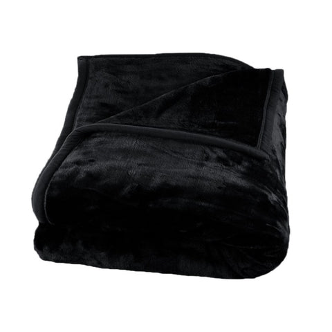 1000GSM Luxury Quality 2 Ply Mink Blanket Black 200 x 240 cm V442-ATX-BLANKET-1000GSMSOLID-BLACK-QS