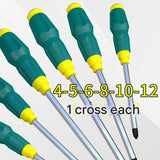 6-piece Green Phillips screwdriver Impact-Resistant Magnetic Screwdriver with Through-Tang Shaft V888-ELOSUNG50898