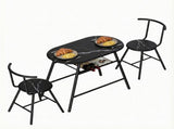 Artiss Dining Table Set 3PC Bistro Kitchen Storage Wine Rack Black Marble Style DSET-D-OVAL-BK