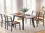 Artiss Dining Table and Chairs Set 5pcs with Extendable 60-120cm Drop-Leaf Table Brown DSET-D-BH07-BR-AB