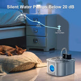 3.2L Large Capacity Stainless Steel Pet Water Fountain 4200mAh Rechargeable Battery Automatic V1265-CWHL-04