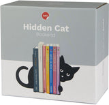 2-Piece Hidden Cat Metal Bookend Set, Black Decorative Book Supports V1188-MS-731-037