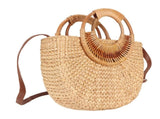 Women Rattan Bag Retro Fashion Small Semicircle Handwoven Straw Shoulder Bag Clutch Bag for Beach V1294-YM0710-3117230325111