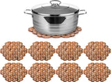8 Pack Bamboo Trivet Mat, Hot Plate Pad, Heat Resistant Table Counter Protector, Coaster for Tea V1259-DP01-A-983
